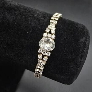 Lind SP Rhinestone Tennis Bracelet Vintage Glam Costume Jewelry